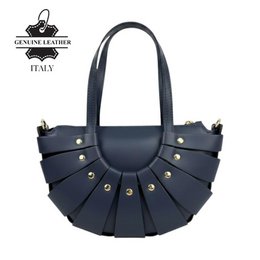 Leather Handbag with Original Design and Studs 58054