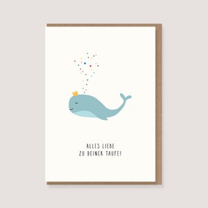 Folding card with envelope - "Whale - All the best for your baptism"