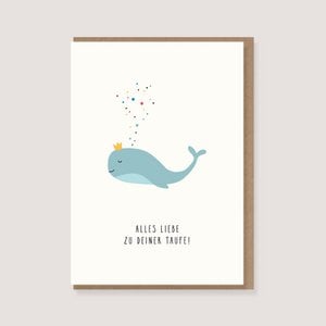 Folding card with envelope - "Whale - All the best for your baptism"