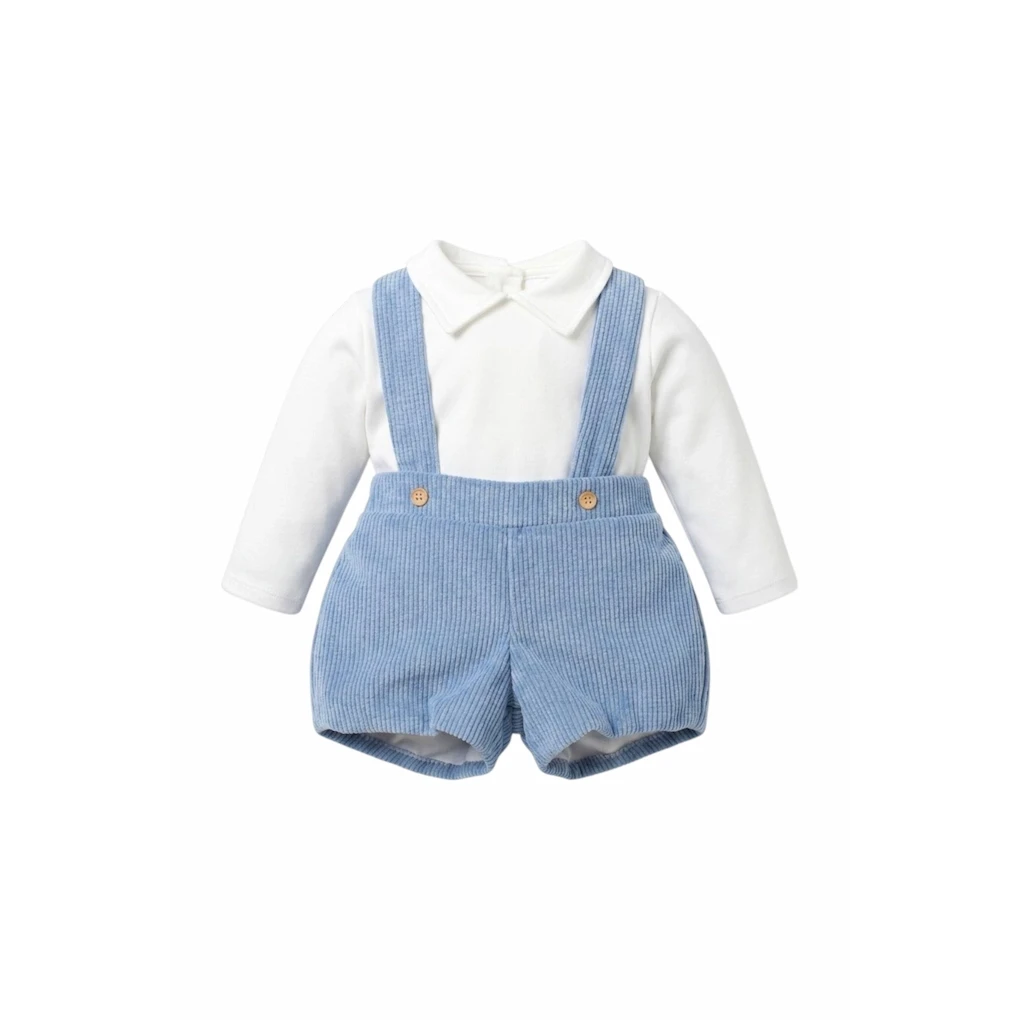 Conjunto bebé niño pana, peto y top