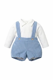 Conjunto bebé niño pana, peto y top
