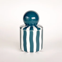 Vela con tapa Rayas – verde suave