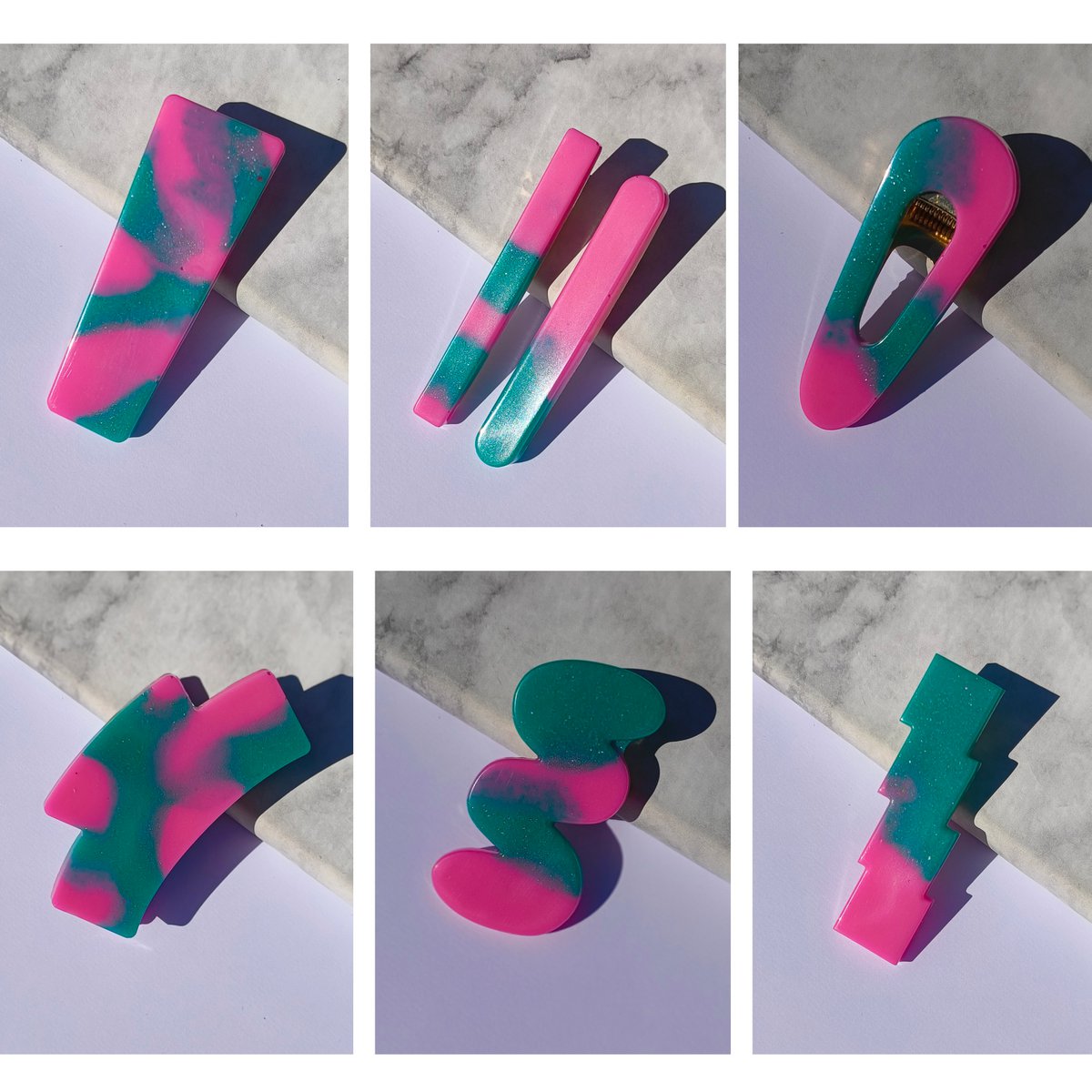 ⋒ RESIN HAIR CLIP PACK - BUBBLEGUM (12 ITEMS) ⋒ 