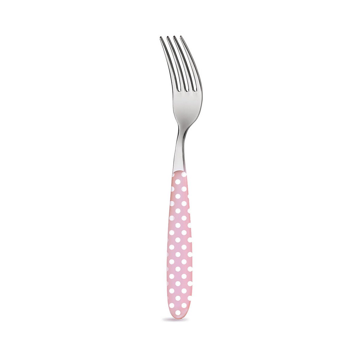 Fork pastel pink with dots 20 cm