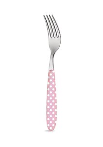 Vork pastelroze met stippen 20 cm