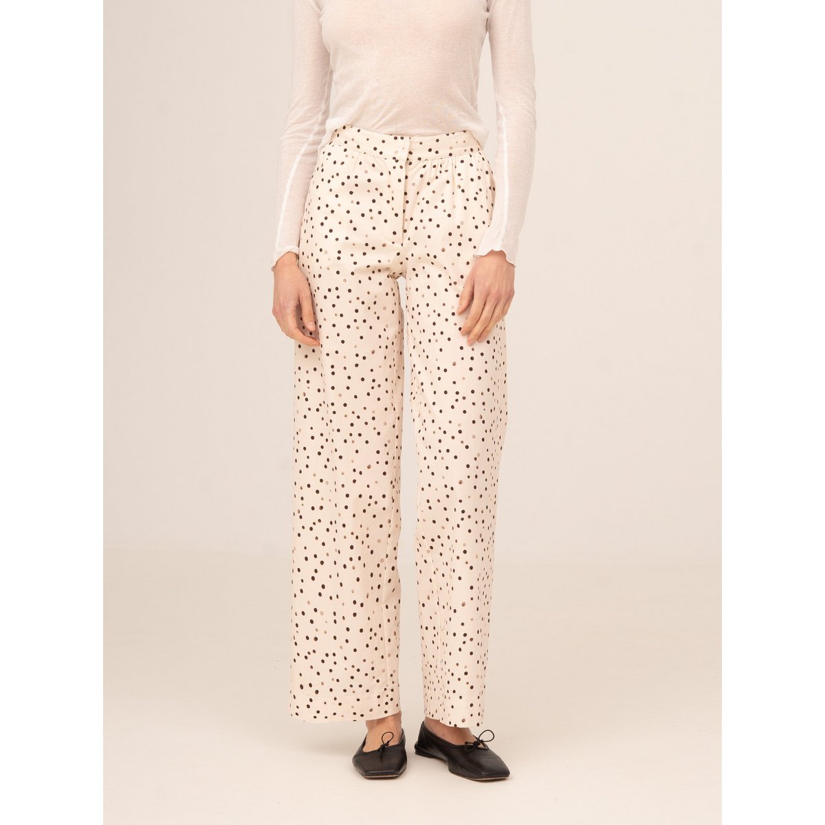 Cream Polka Dot Fuji Pants