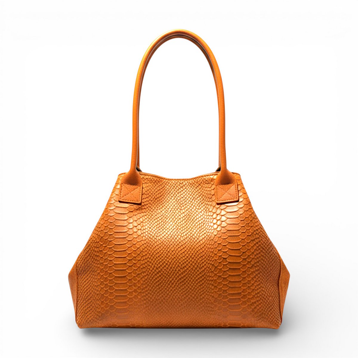 LOLA – Italian python-embossed leather bag – Orange