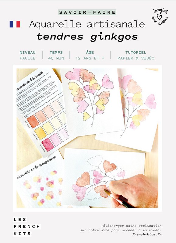Handwerkliches Aquarell-Set "Zarte Ginkgos"