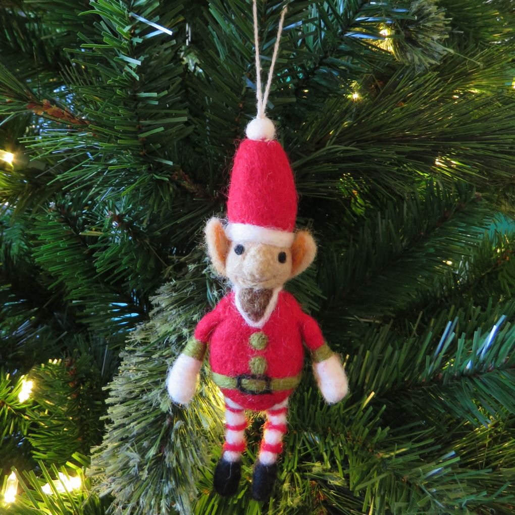 Handmade Felt Red Elf Christmas Tree Hanging Decoration