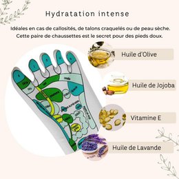 Softening SPA Reflexology Socks - Moisturizing Gel with Jojoba and Olive Oils, Vitamin E and Lavender - Restores Softness and Suppleness to the Feet - Reflexology Massage Zone