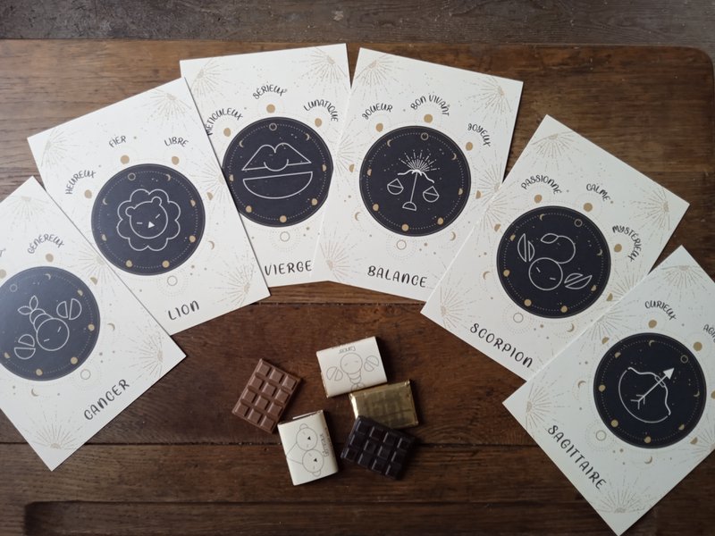 ASTROLOGIA CIOCCOLATINI -LATTE- PACKAGING CORNICE FOTO © + CARD