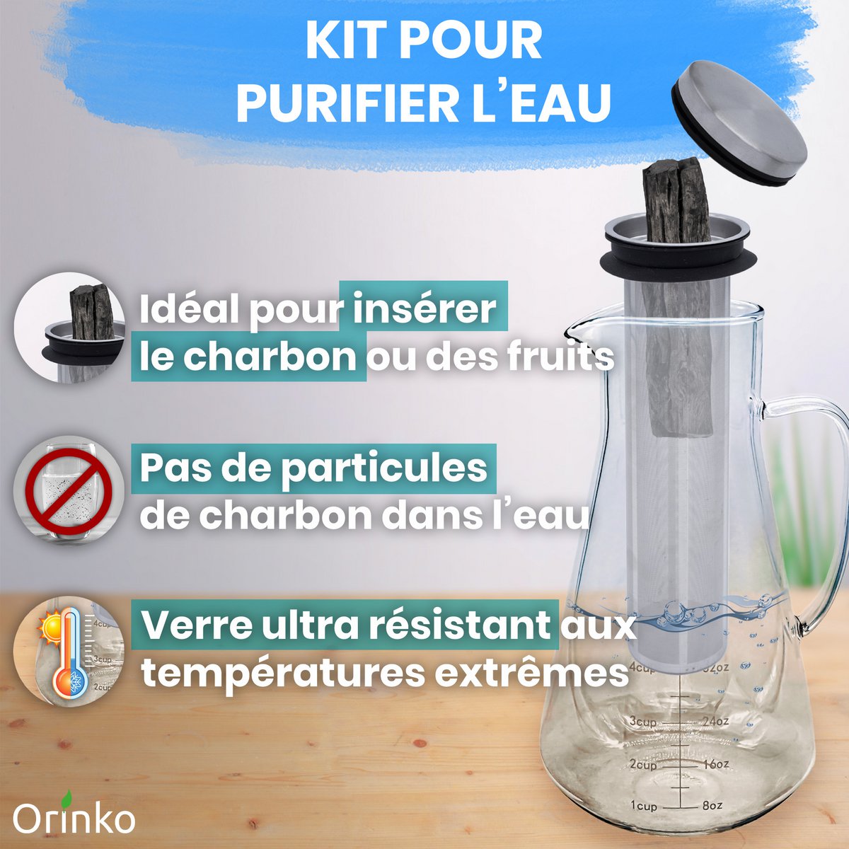 Vandoprensning Kit: Carafe + Kishu Active Coal