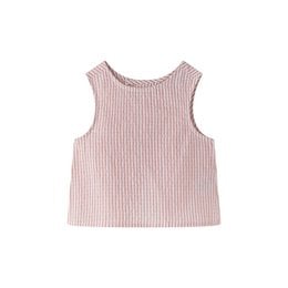 Pink and white striped sleeveless blouse for girls, suitable for ages 3-9.