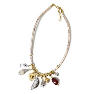 Spotted Leather Cord Necklace with Pendants
