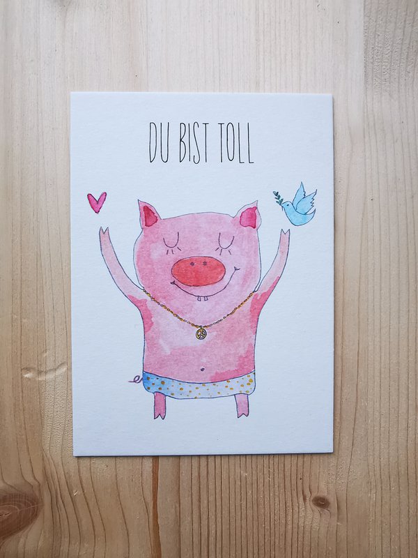 Postcard Pig - You are great