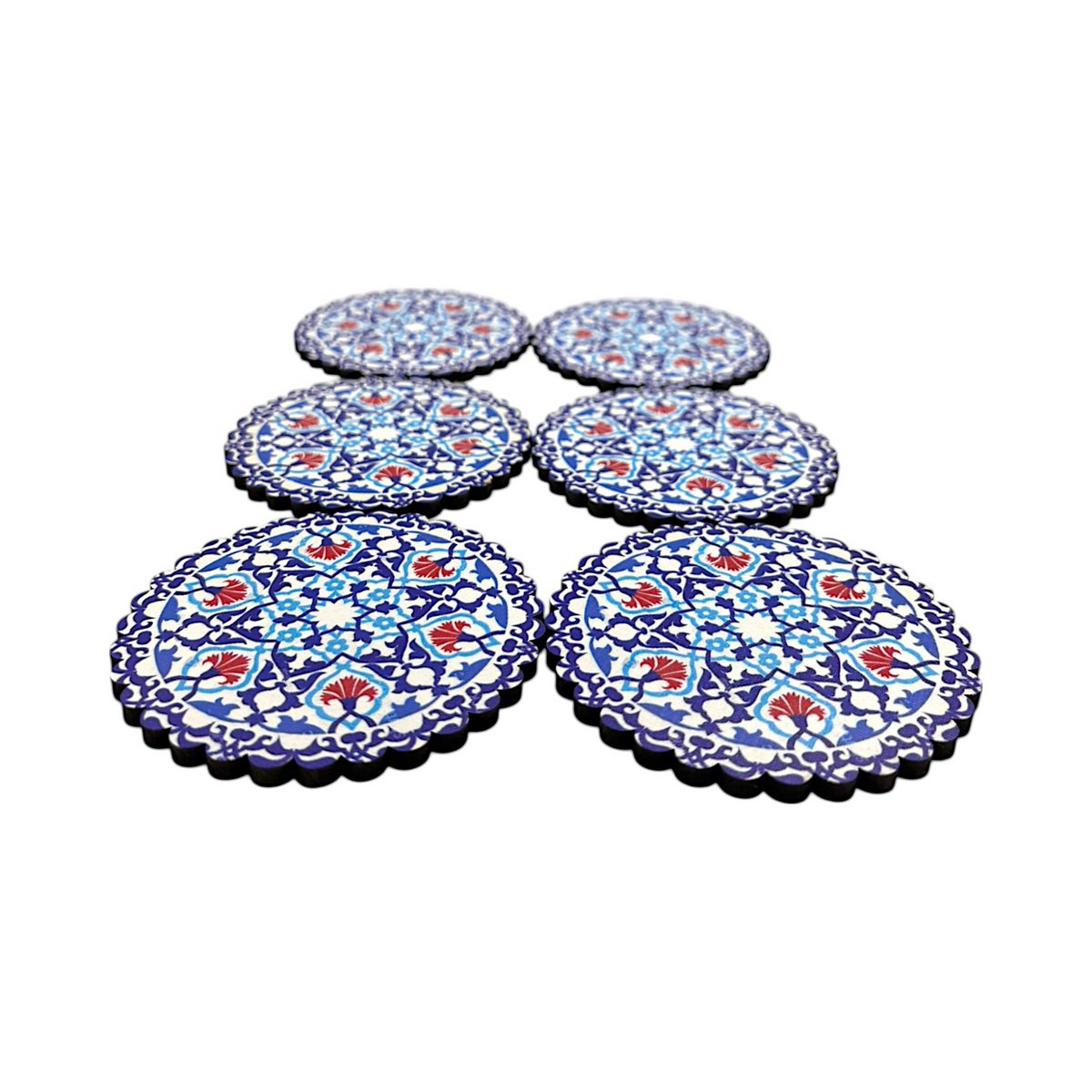 Holz-Untersetzer - 6er Set - Nelke - 9cm
