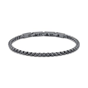Frank 1967 7FB-0551 Stalen Armband - Heren - Schakel - 21 cm - 4 mm Dik - Vintage Look - Antraciet
