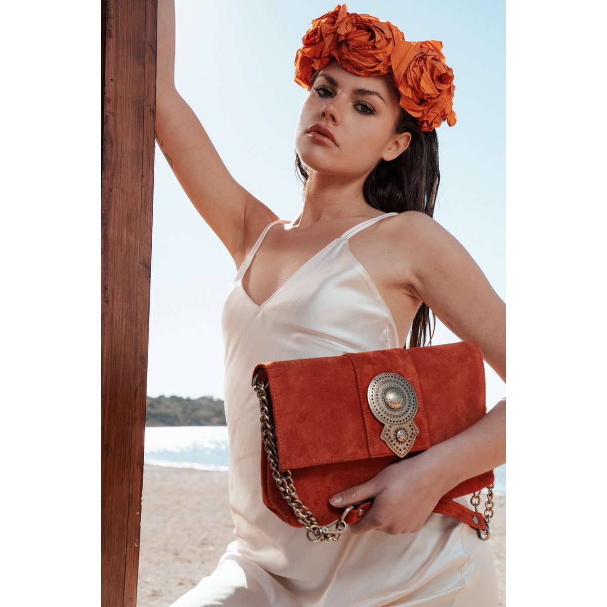 Skórzana Torba Na Ramię Aurora - Mocca Suede