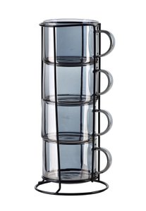 PETER GREY Set of 4 cups on stand 350ml