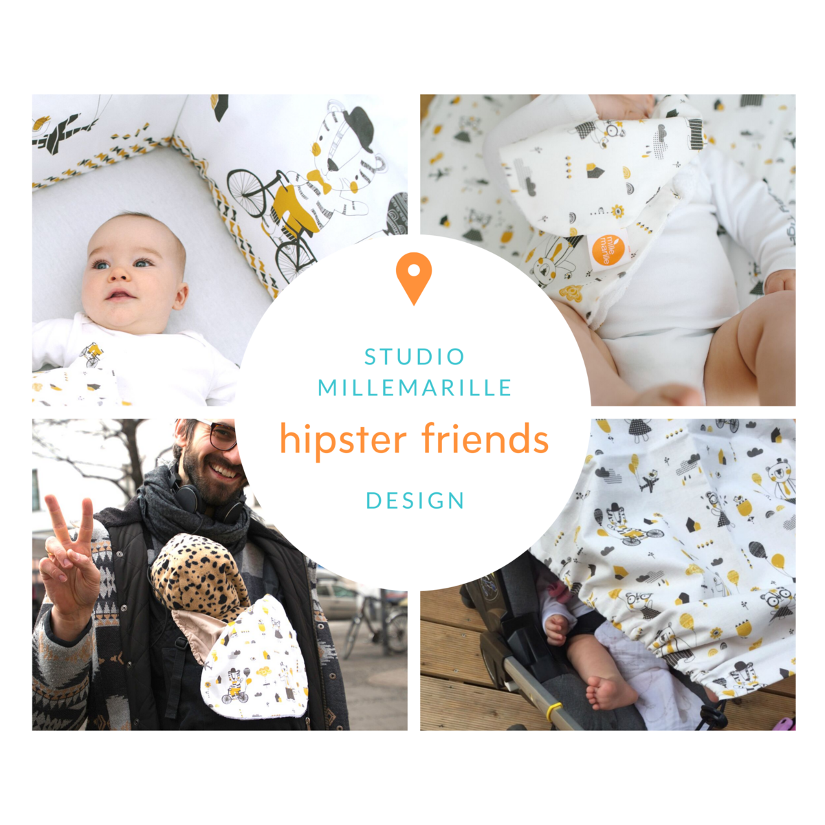 Burp Cloth HIPSTER FRIENDS