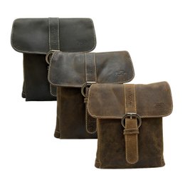 Læder skuldertaske Crossbody taske lavet i 3 farver buffalo læder - Kompakt taske ægte læder