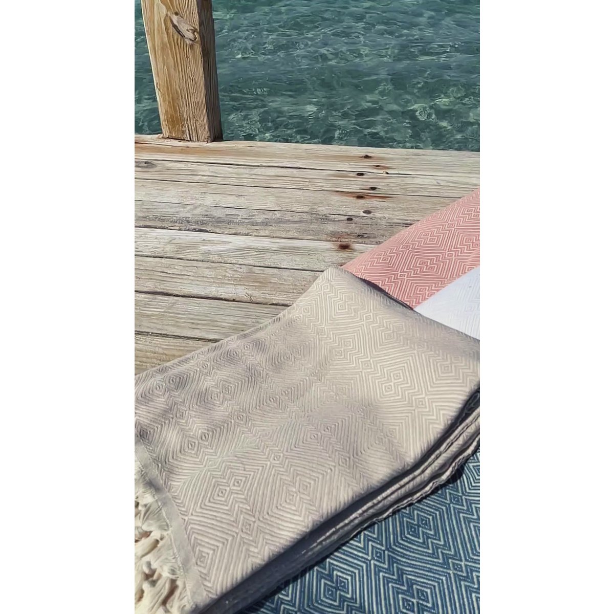 ATOM XXL strandhåndklæde i bomuld – 200x250 cm – Oversized picnickast – Beige