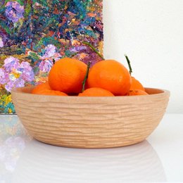 Drewniana miska - miska na owoce - salaterka - model Carved Low - natural - różne rozmiary