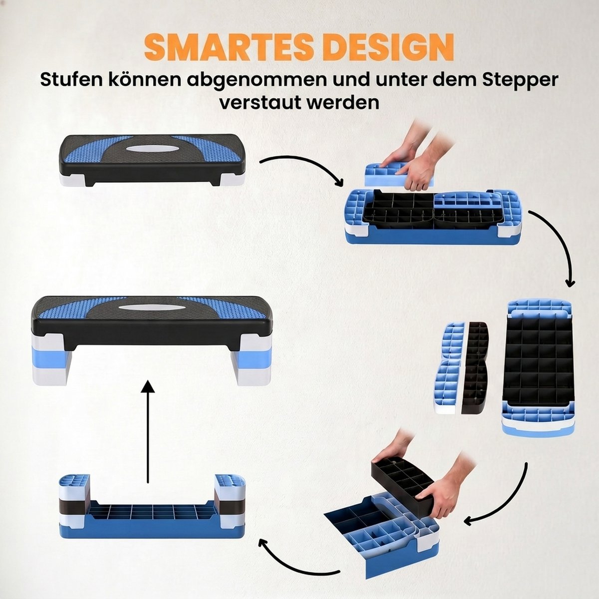 Aerobic stepper 3-stage height adjustable 80 x 31 x 20 cm black + gray