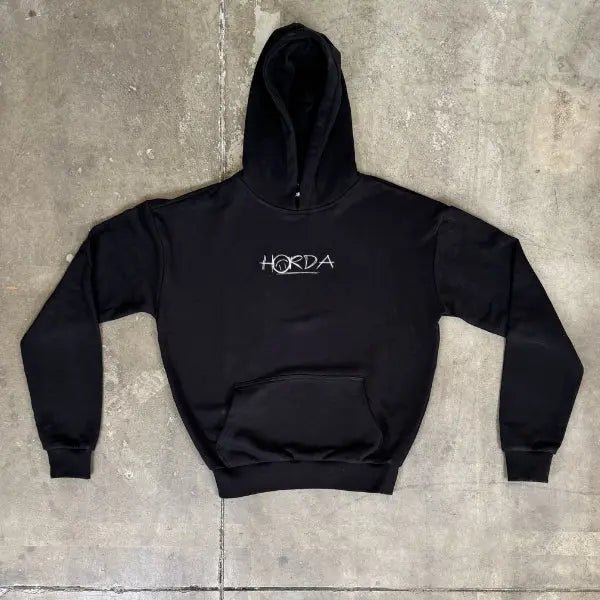 Felpa Nera Boxy Fit No Money and Fear — 100% Cotone 350g | Horda Brand