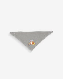 Gray organic cotton bandana with embroidered Chat Botté character