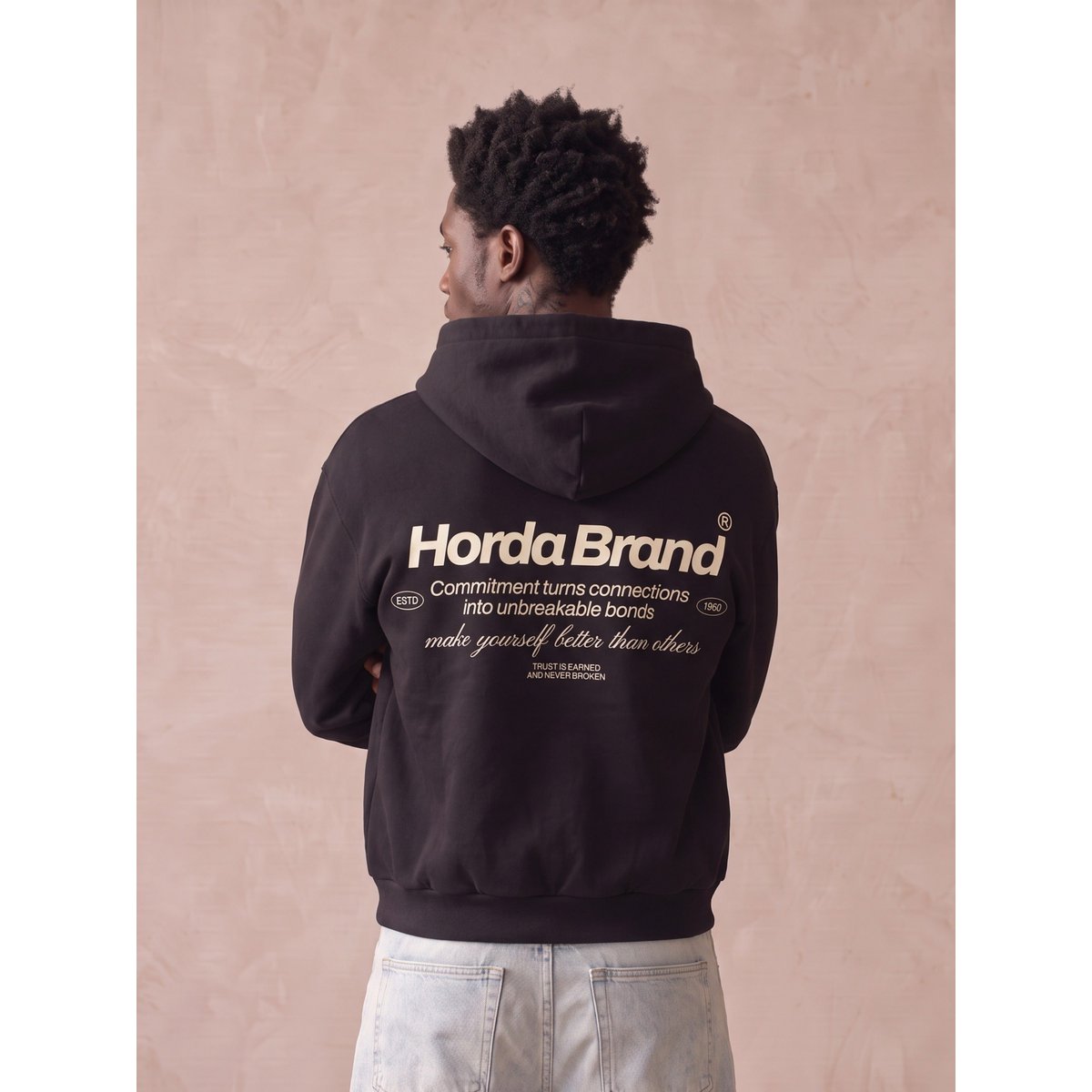 Horda merk oversized zwarte hoodie 330 g