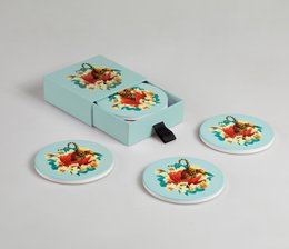 Tiger Flower sæt med 4 keramiske bordskånere