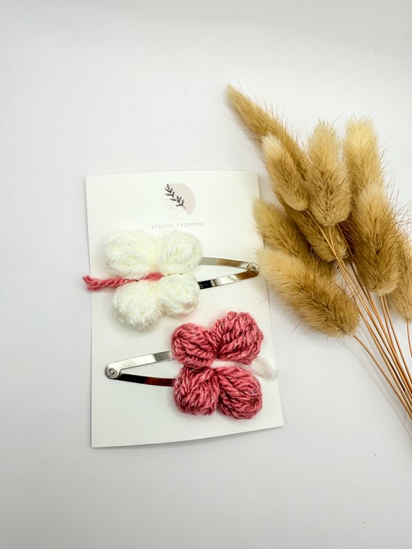 Set di farfalla per capelli (rosa bianco/scuro)