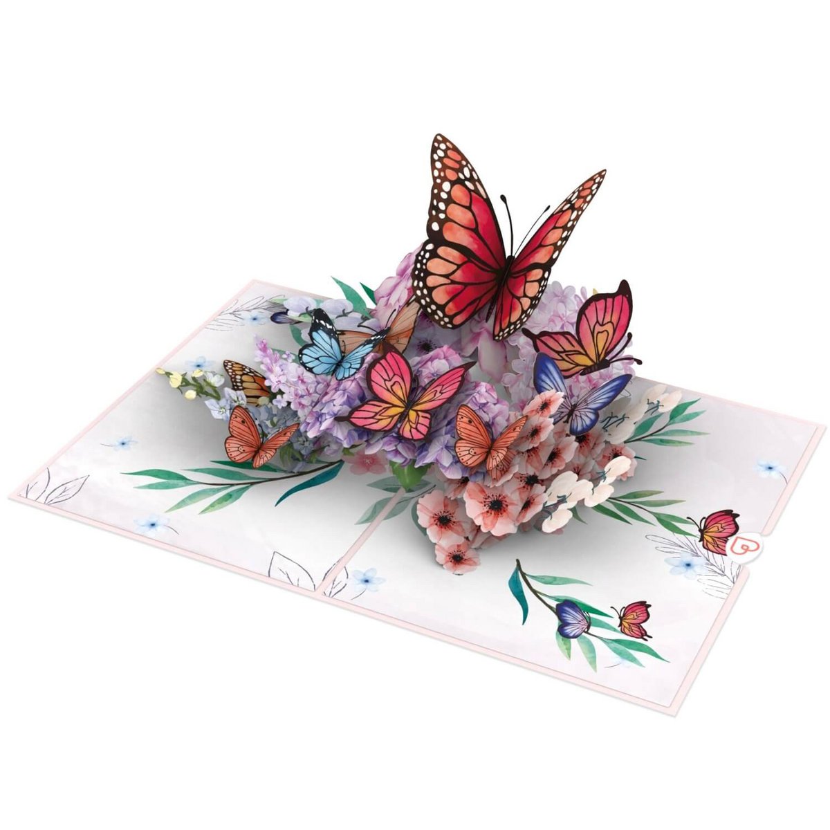 Butterflies on flowers pop-up card