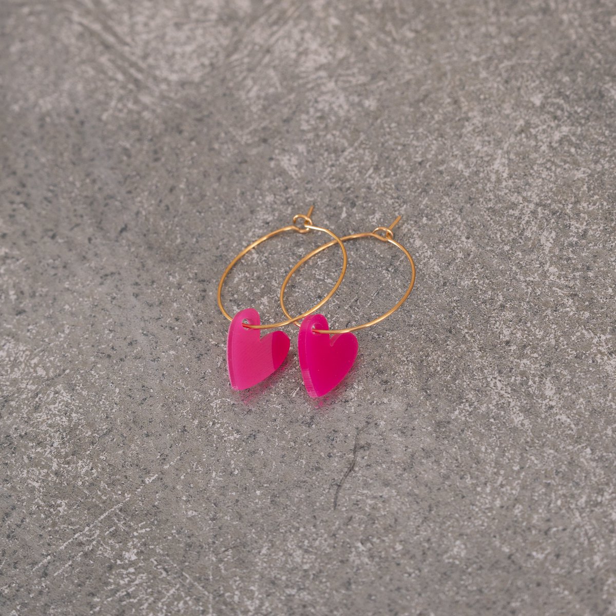 Oorbellen Hoops Lume Charms | Heart Fuchsia