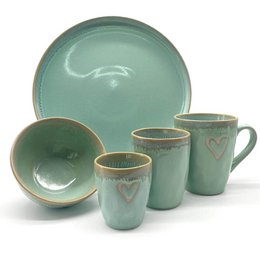 Stoneware candle in a turquoise espresso cup