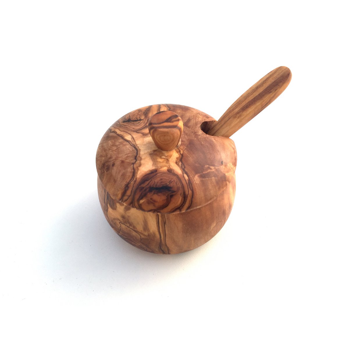 Pot en bois d'olivier avec cuillère