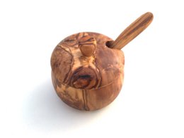 Pot en bois d'olivier avec cuillère