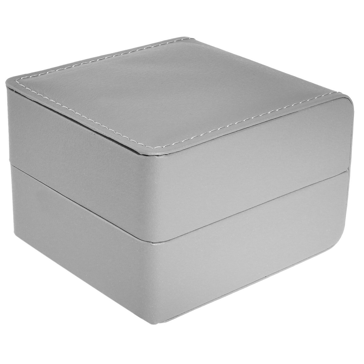 Watch box, hinged with cushion, imitation leather, 11 x 10 x 7.3 cm, gray