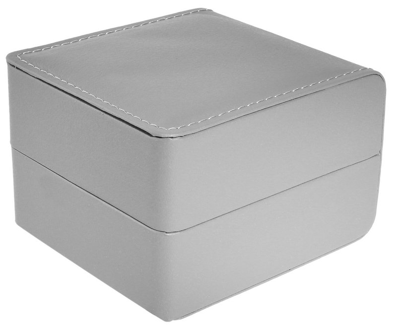 Watch box, hinged with cushion, imitation leather, 11 x 10 x 7.3 cm, gray