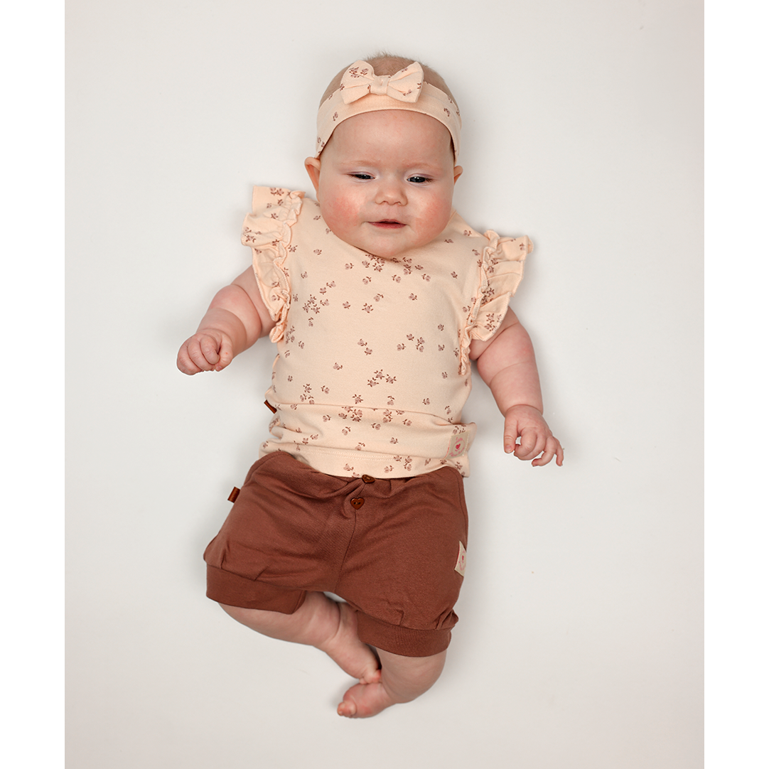 T-Shirt Ruffle Flower Hearts Kids | Pale Dogwood