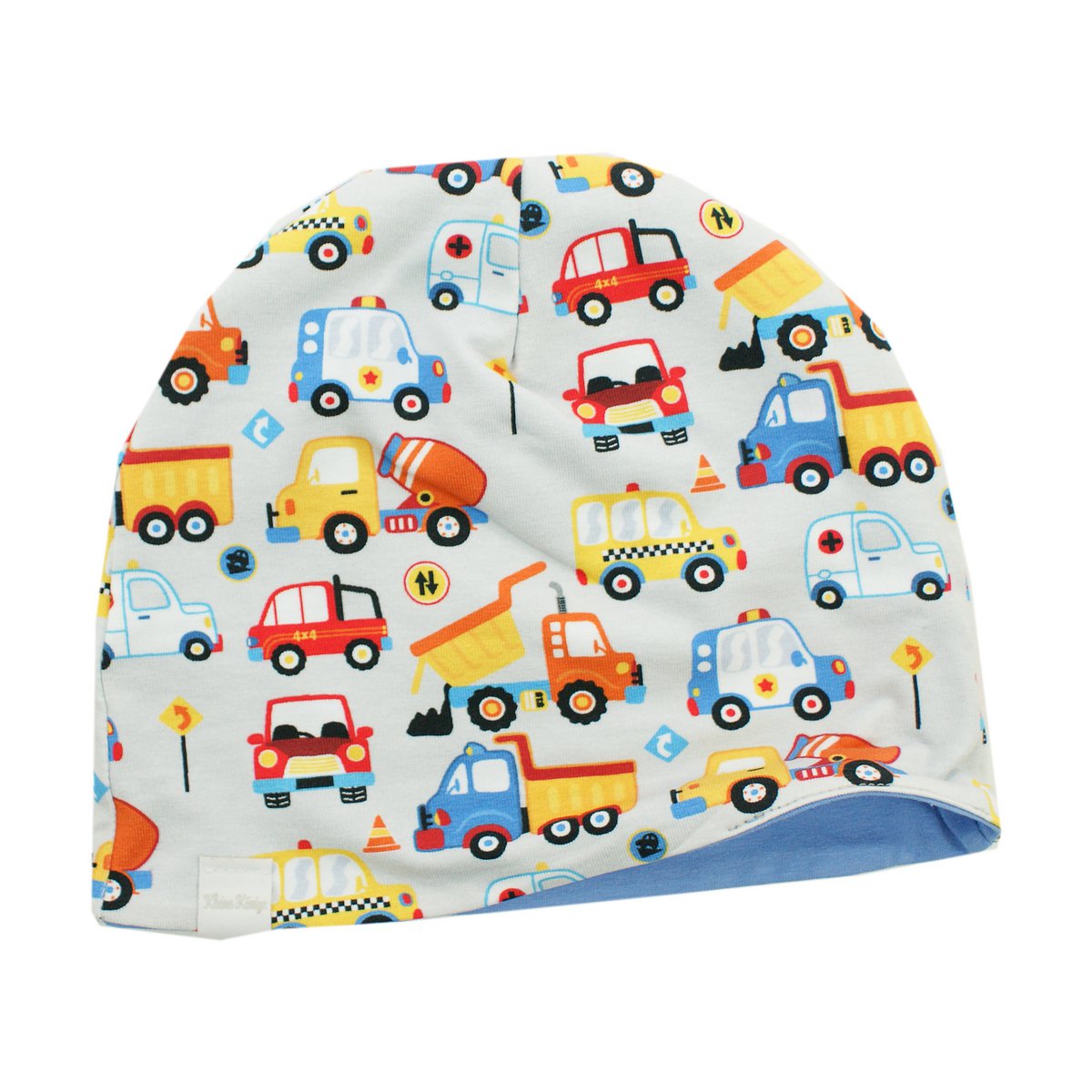 Casquette Little Kings enfants garçons bonnet modèle voiture police Happy Cars gris, bleu clair