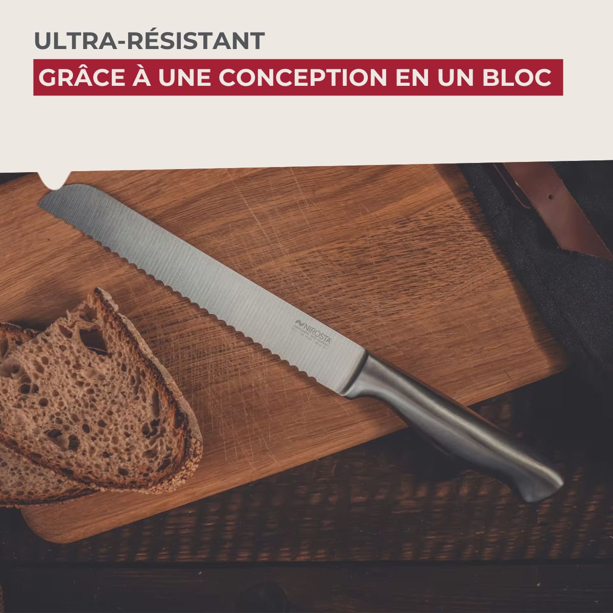 Cuchillo para pan de acero inoxidable 33,5 cm en todo Nirosta