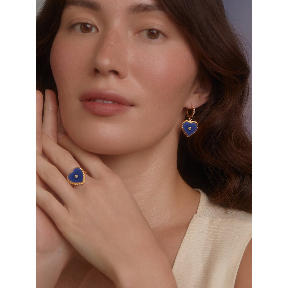 Lovelight vergulde stapelring met blauw hart