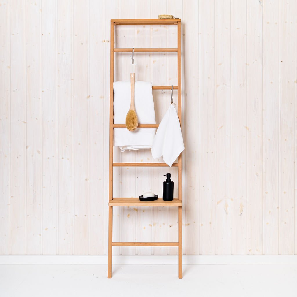 Escalera para ropa, escalera para toallas de haya maciza