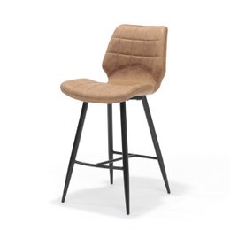 Barhocker Borgo schwarzer Stoff weicher Cognac