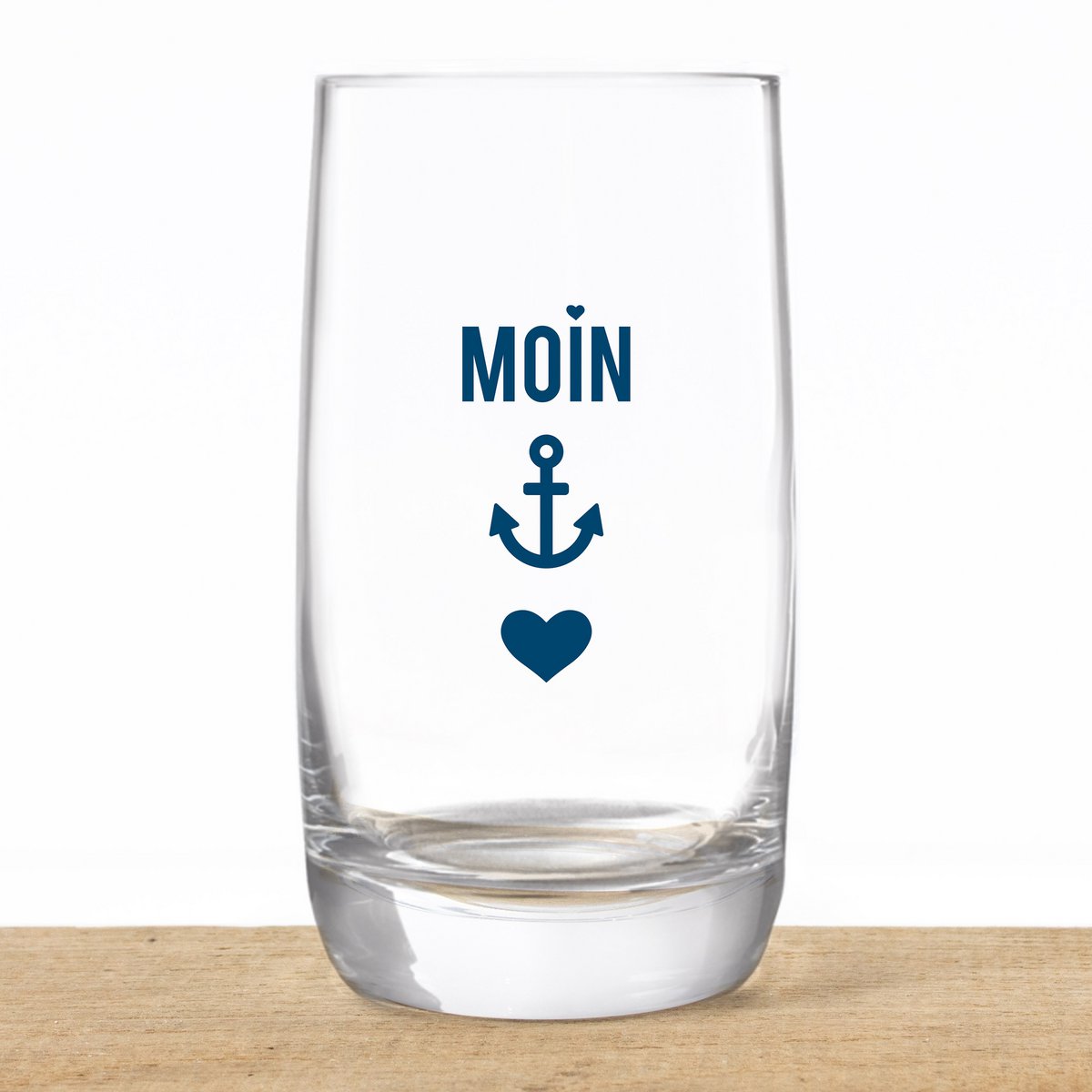 Long drink glass made of crystal “Moin-Anchor-Heart” – maritime design, made in the EU