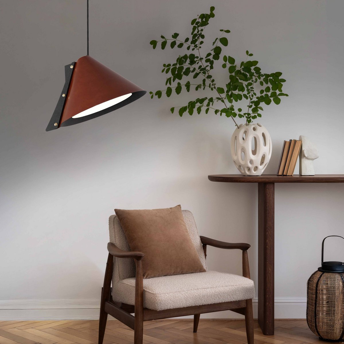 Silence M pendant light D40cm recycled leather