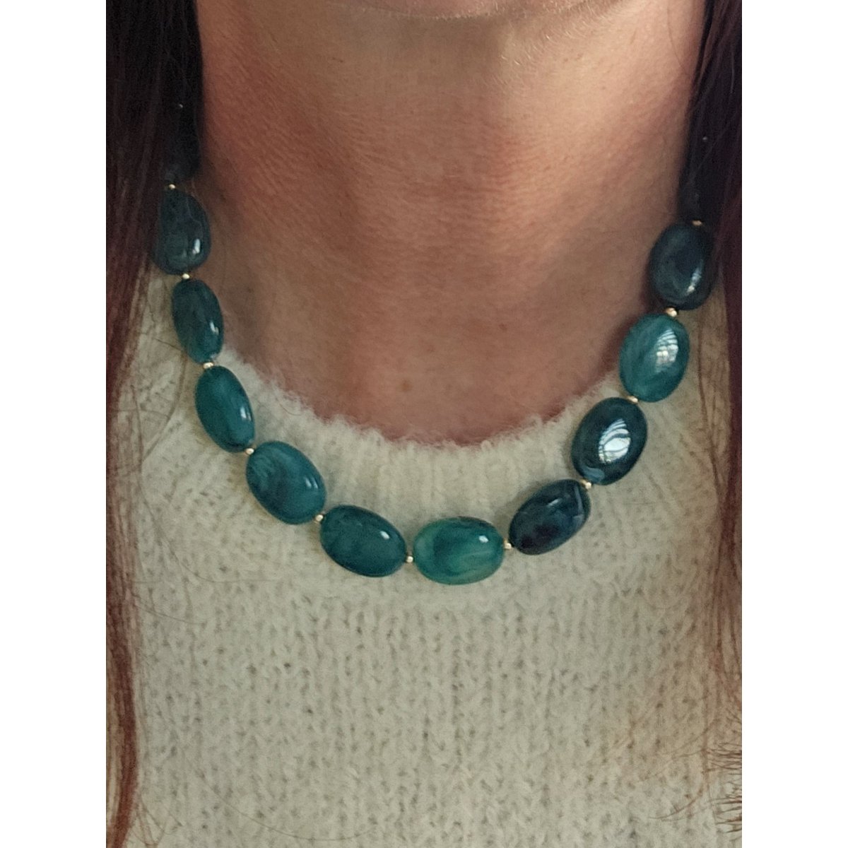 Collier de perles ovales pépite XL