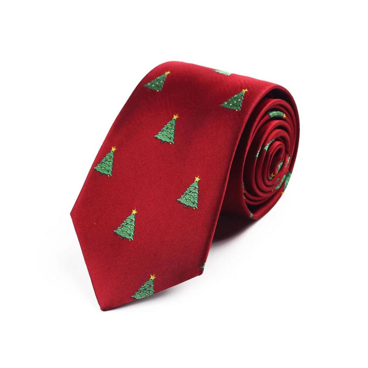 Corbata - Burdeos con arboles de navidad con estrellas